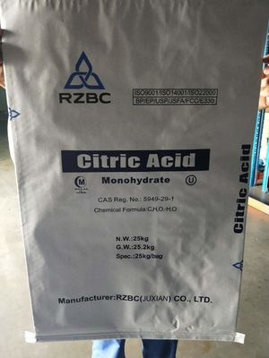Cristalino branco ácido cítrico do pó C6H10O8 do monohidrato FSSC22000